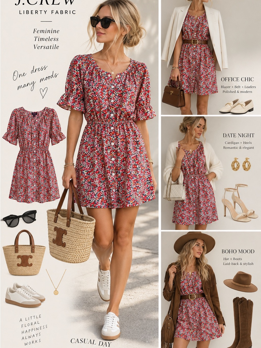 NWT J.Crew Liberty Fabric Floral Mini Dress Size M Red Cottagecore Boho